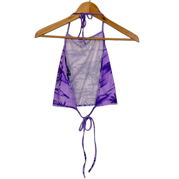 Vintage 90’s Palm Hawaiian Print Tie Halter Crop Top MIDI Wrap Skirt Set - Picture 11 of 16